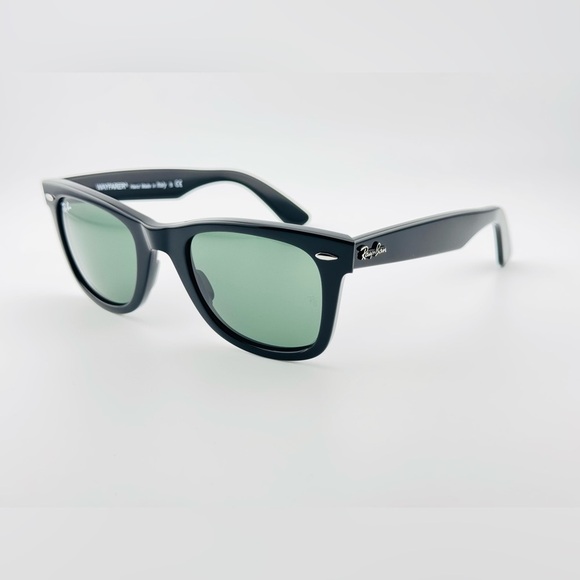 Ray-Ban Sunglasses RB2140 Wayfarer Classic UNISEX! Acetate black Green Lenses - Picture 5 of 13